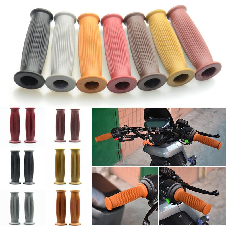 22MM Vintage Rubber Moto Handlebar Grips Anti-Slip Universal Fit for Cafe Racer Old School Bike Mod