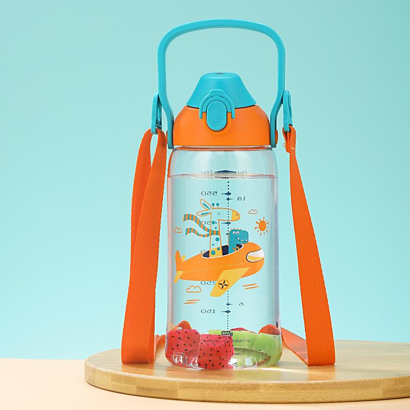 

Новая спортивная бутылка для воды с соломинкой, детская портативная герметичная экологически чистая пластиковая посуда для напитков, маркер времени, чашка из тритана, не содержит BPA 701-800ml