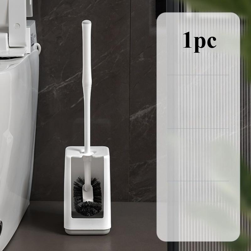 1pc Toilet Brush Set with Holder Ergonomic Long Handle Deep Cleaning Toilet Brush Quick Assembly Ventilated Base Bathroom Tool