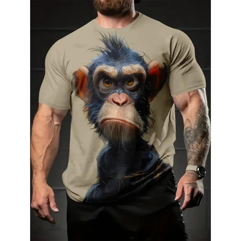 Funny Cartoon Animal Print Men's Fashion Short-sleeved Harajuku Street Fashion Comfortable And Breathable Men's T-shirt