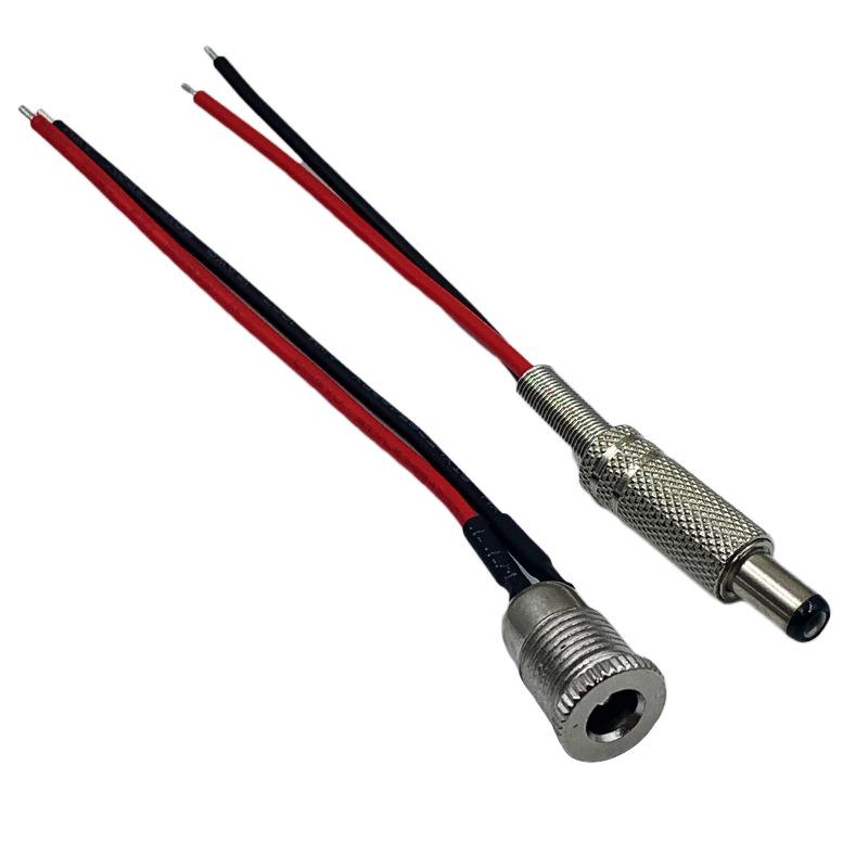 All Copper DC-099 Female Socket with Threaded Cap, 5.5*2.5/2.1mm Interface, and Wire