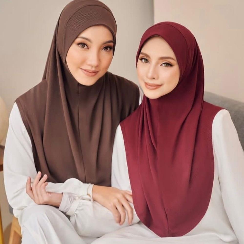 Atmungsaktiver Eid al-Fitr Langer Turban Verstellbarer Hijab Kopfwickel Elegantes Arabisches Damen Kopftuch Täglich