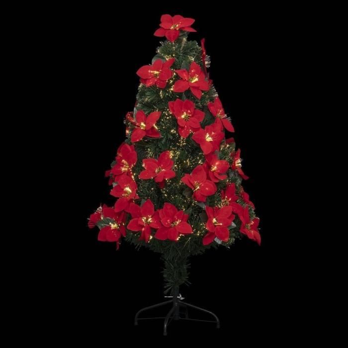 Sapin De Noël - Poinsettia - 127 Cm - Lumineux 50 LED - Rouge - Intérieur