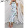 BITCED Sleek and Sophisticated Women's Sleeveless Strappy Printed Satin Dress