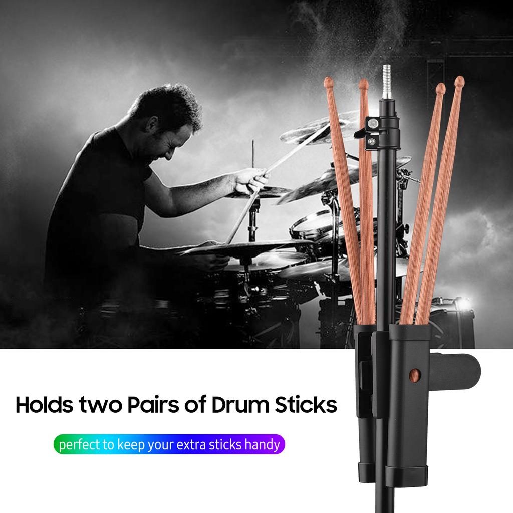 Drumsticks Holder Brush Holder Drumstick Grabber Stick Holder Strong Spring Clamp Mechanism Anti slip Rubber Pad Angle