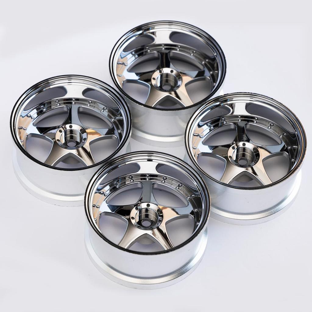 MRC Large Diameter Wheels Type 2 Offset 9, 54mm Diameter, Silver Plated, 4 Wheels