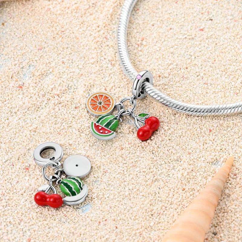 Cherry Fruit Series Charms New Copper Color Strawberry Beads Fit 3Mm Original Bracelets Diy Birthday Jewelry Gifts