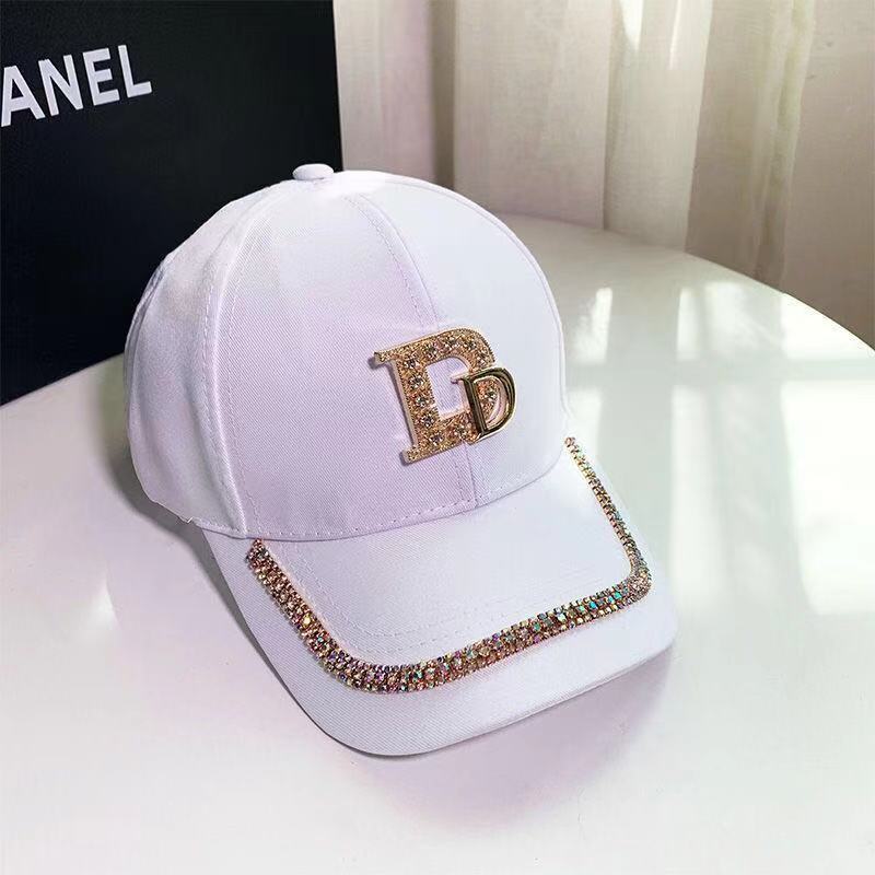 Hat Female Cap Tide Brand Spring and Summer Casual M Letter Rhinestone Sunshade Baseball Cap