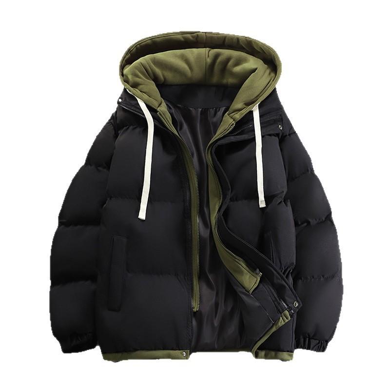 Mens Hooded Thick Cotton Puffer Jacket Winter Warm Outerwear Youth Casual Wear