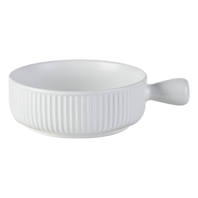 Nordic Style Ceramic Hand Handle Bowl Household Baking Bowl Microwave Oven Baked Rice Bowl Instant Noodle Bowl Salad Bowl Breakfast Bowl