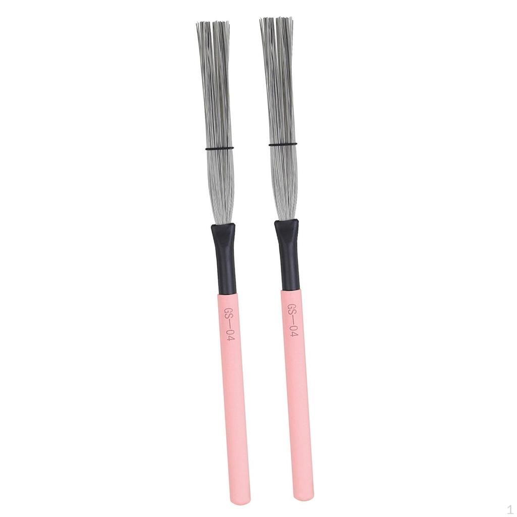2 Pieces Drum Brushes Wire Portable Durable 13.78in Length with Comfortable Wood