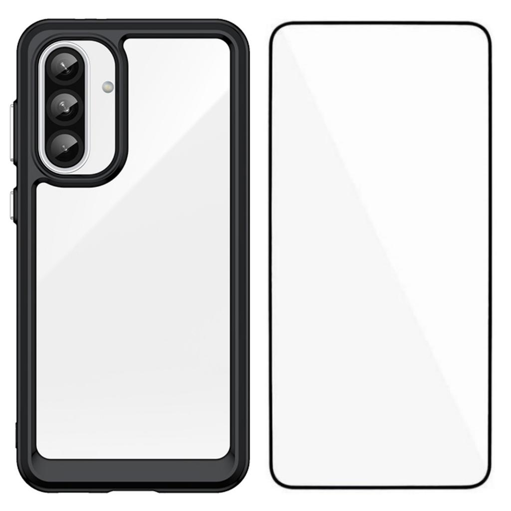 For Samsung Galaxy A56 5G Phone Case WANLONFENG XC Series TPU Acrylic Cover with Tempered Glass (Big Lens Hole)