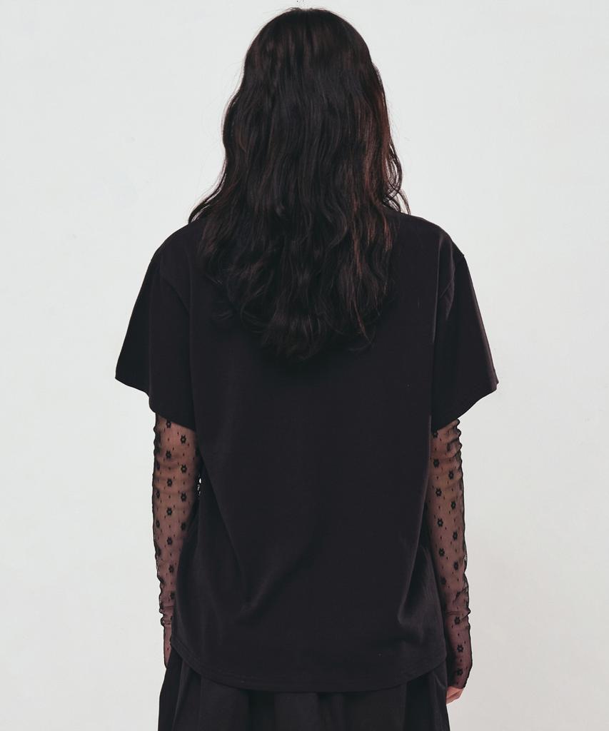 Nigaennikol Big Rose Sleeve Top_Black Pink