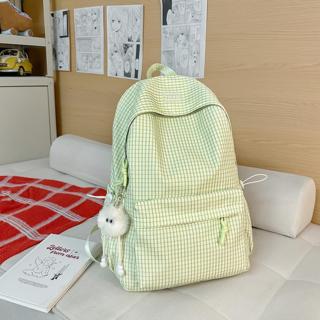 Schoolbag Korean Ins Mori Small Fresh and Sweet Wind Girl Plaid Small Backpack High Value Travel Lightweight Backpack