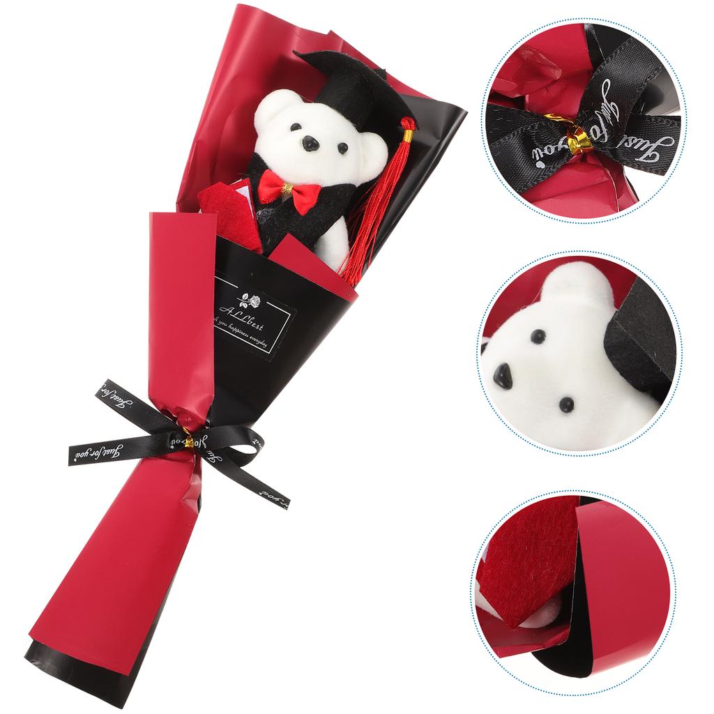 2 Pcs Flower Arrangement Graduation Bouquet Mother Mens Gifts Mini Bear Cloth Plush Decor