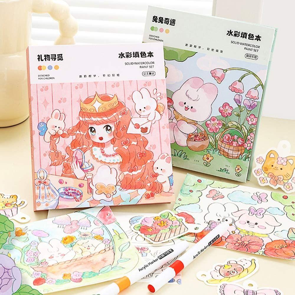 Creative Cartoon Coloring Book Multicolor with Solid Pigment Doodles Book Early Childhood Education Graffiti Art Book Toy