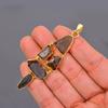 Fancy Natural Smoky Quartz Gold Finish Anniversary Electroformed Pendant Jewelry V-117