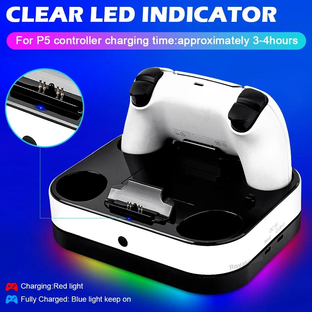 For PS5 Controller Dual Charging Base RGB Fast Charging Station for PS5 Dual Wireless Gamepad Handle Charger Stand
