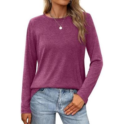Blouse Casual Women Long Sleeve Pullover Top Round Neck Fashion