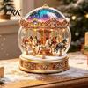 Ornamenti con Vista Multi Angolo Palla di Cristallo Natalizia Statuetta, Acrilico 2D Capanna Invernale Carosello Centro Tavola Festivo Ornamenti da Tavolo per