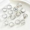14 Pcs/Set Punk Ring Set For Women Vintage Chunky Silver Color Geometric Rings Fashion Personalized Daily Party Jewelry Gift New