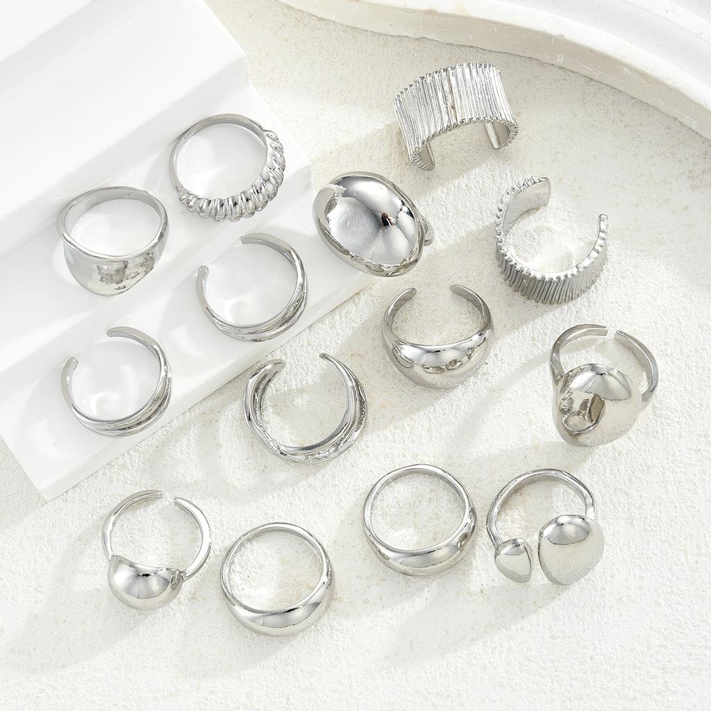 14 Pcs/Set Punk Ring Set For Women Vintage Chunky Silver Color Geometric Rings Fashion Personalized Daily Party Jewelry Gift New