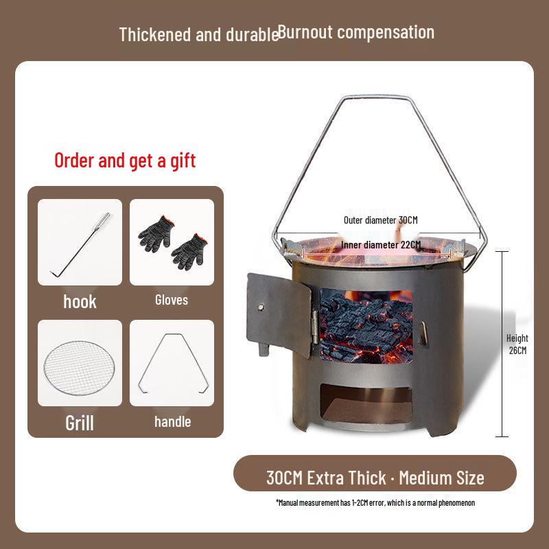 Portable Outdoor Firewood Stove for Camp Cooking and Tea Brewing