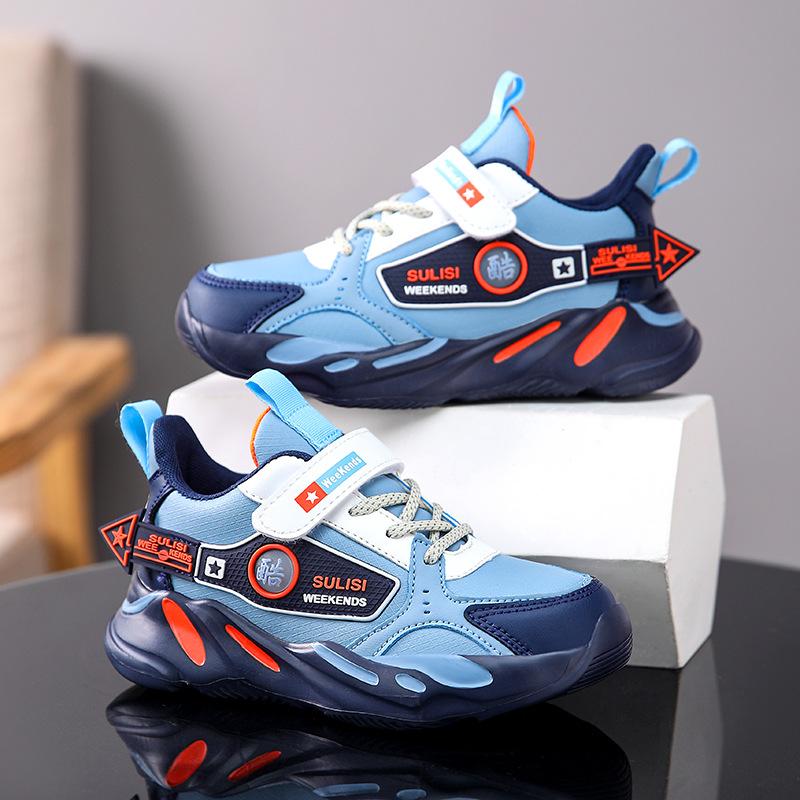 

Boys Shoes Style Mesh Middle Large Children s Velcro Breathable Sports 40
