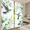 Hummingbird and Flowers Print Light-Filtering Curtain Panels 2 Piece Polyester Rod Pocket  Decorative Curtains for Bedroom