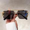 Vintage Rimless Sunglasses Men Women Fashion Oversized Square Shades Eyewear New Double Bridge Gradient UV400 Sun Glasses