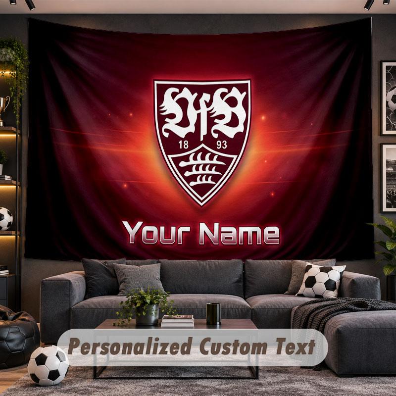 Wall Hanging Tapestry Custom NameVfB Stuttgart FC Pattern Personalized Printed Fabric Wall Decor