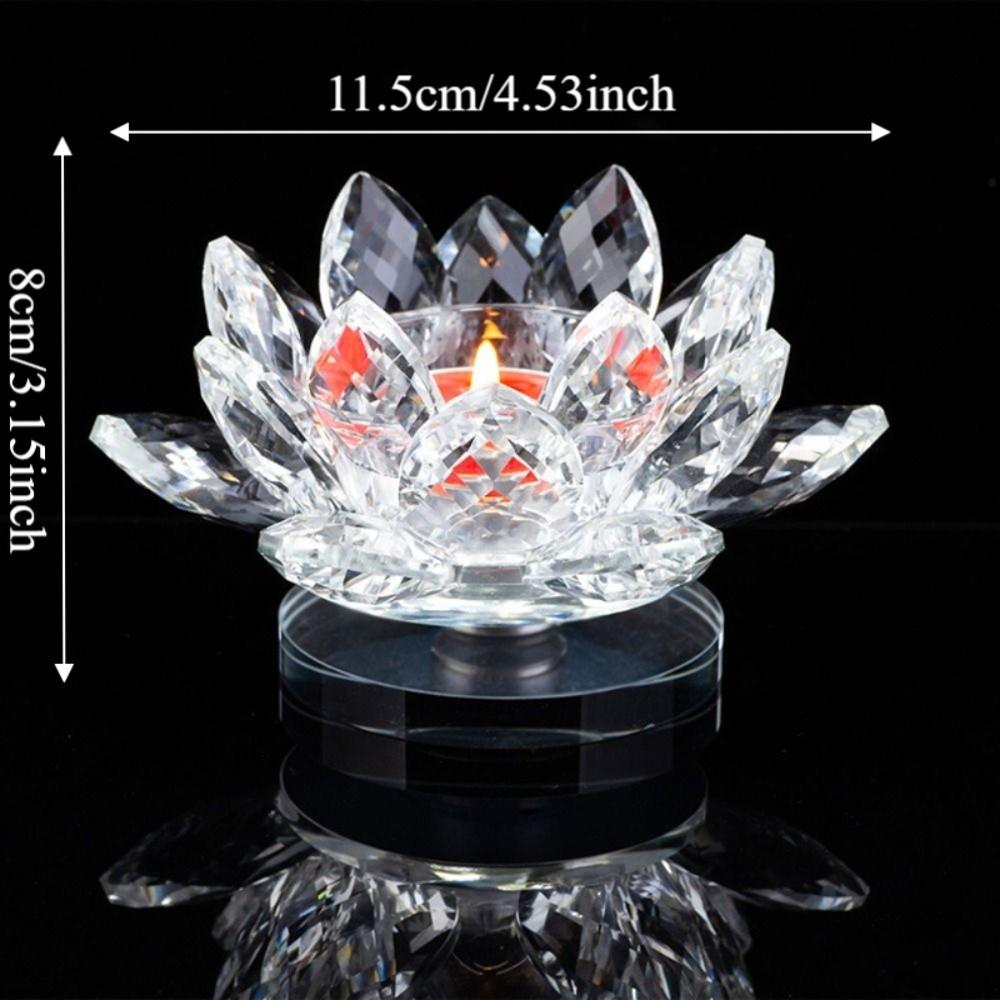 Glass Crystal Lotus Candle Holder Hoom Decor Lotus Figurines Candle Stand  Dinner Decor