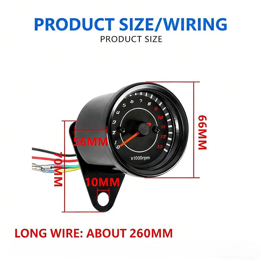 Motorcycle LED Tachometer Speedometer Gauge for RPM Tracking Accurate Readings Compatible with Standard Motorcycles