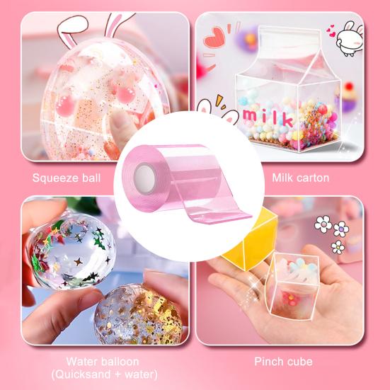 Nano-Klebeband-Blasen-Set mit Glitzerperlen DIY Stressabbau Spielzeug-Set für Kinder Erwachsene Kreatives Blasenmacher-Bastelset für Partygeschenke Entspannung