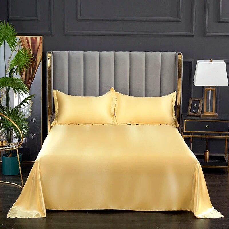 Fashionable Rayon Bed Sheets, Solid Color Single Double Bed And A Comfortable And Cool Mattress Cover 240x270cm /200x230cm.