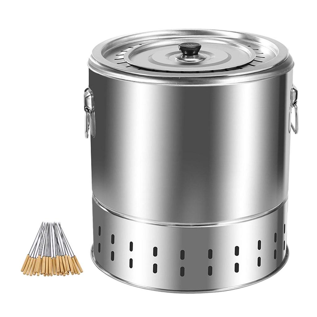BBQ Grill Bucket Uniform Heat Smokeless for Grilling Backpacking Camping
