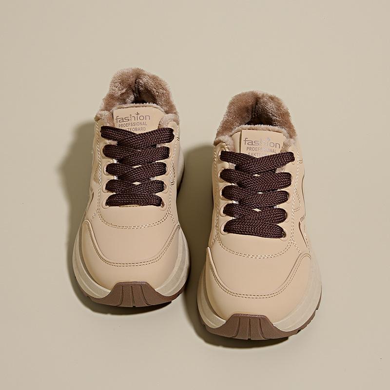 

[Customized] JCF2705 new 2025 autumn women s shoes platform student board shoes casual splicing and velvet to increase height 35