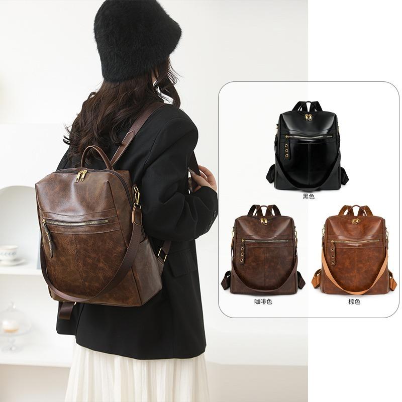 New Casual Backpack Fashionable Versatile Women's Shoulder Bag Large Capacity Soft Leather Texture Mother Bag