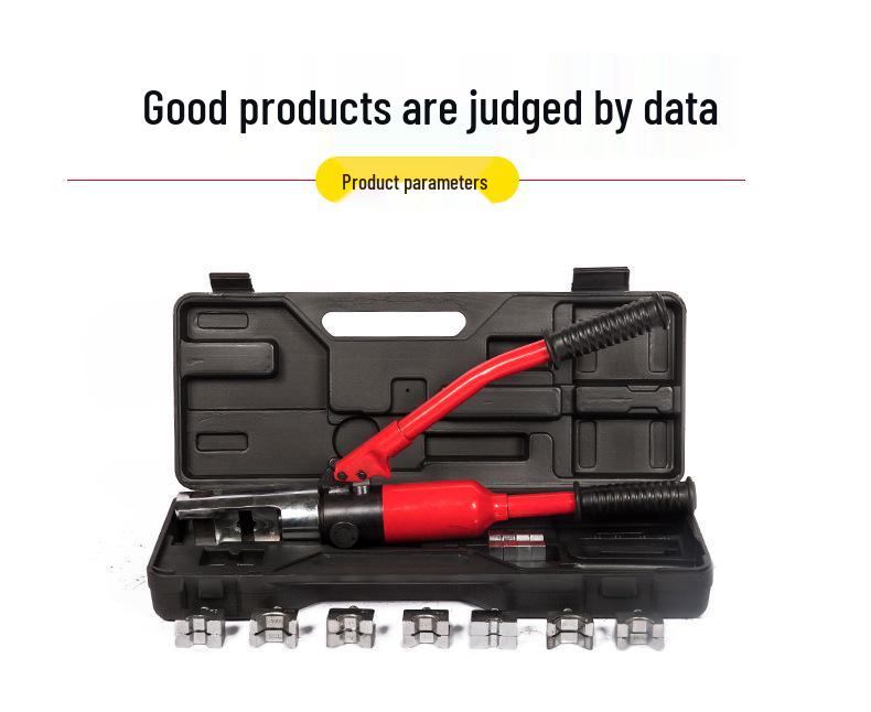 Manual Hydraulic Crimping Tool for Cable and Lug Terminals, Compatible with Copper and Aluminum.