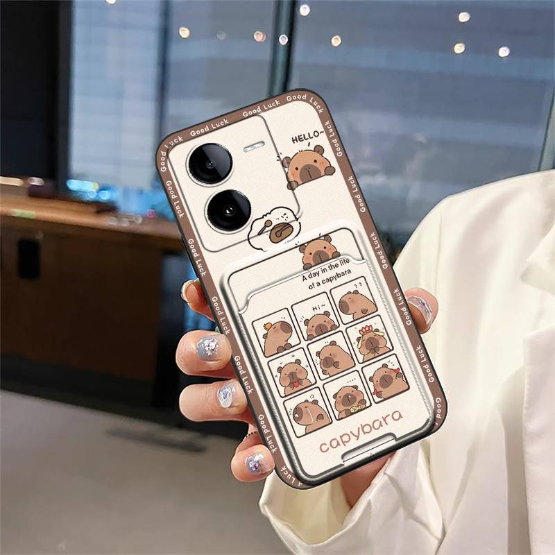 Shockproof Protective Phone Case For VIVO IQOO Z8 Anti-knock Full Wrap Cute Cartoon Card Bag Dirt-resistant Card Slot