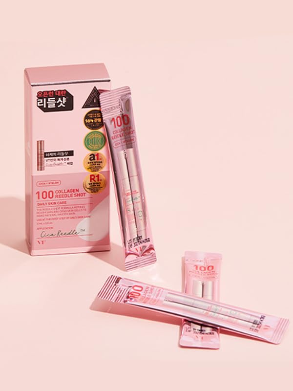 VT COSMETICS Collagen Reedle Shot 100 Stick 2ml x 10 Stück – Straffender Mikro-Nadel Haut-Booster mit Kollagen für Elastizität, Feuchtigkeit, Anti-Aging &
