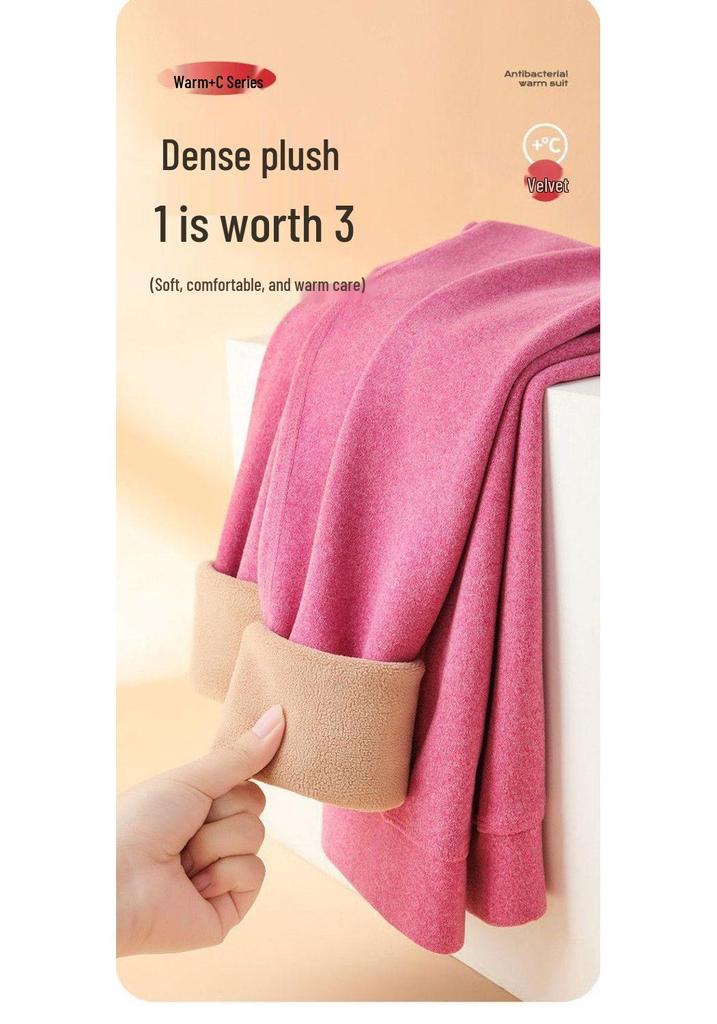 Women's High-Waist Thermal Pants: Fleece-Lined, Thickened Lamb Wool, Cotton Blend, Large Size, Ideal for Autumn & Winter.