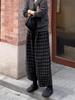Korean Style Plaid Wide-Leg Wool Pants - Casual, Versatile, and Trendy for Autumn/Winter.