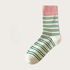 Striped Socks for Women, Mid-calf Socks, Trendy Pure Cotton Spring and Autumn Style, Retro Striped Student Summer Boneless Long Socks