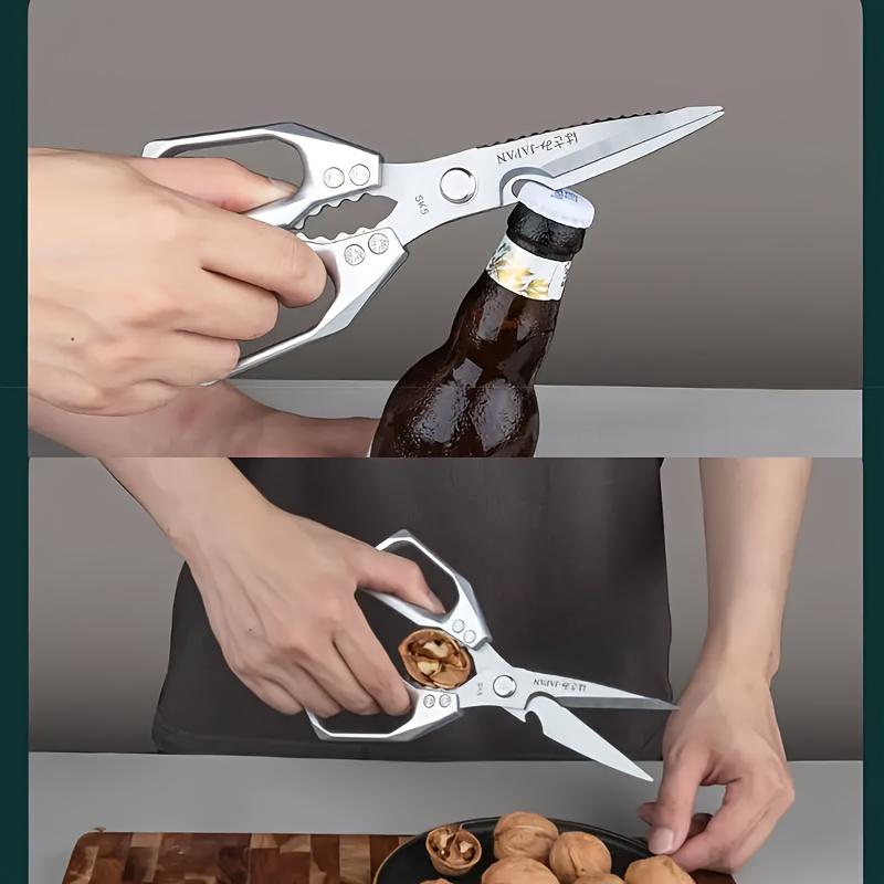 1pc, Stainless Steel Kitchen Scissors, Chicken Bone Scissors, Industrial Scissors, Multi-Functional Outdoor Meat Scissors