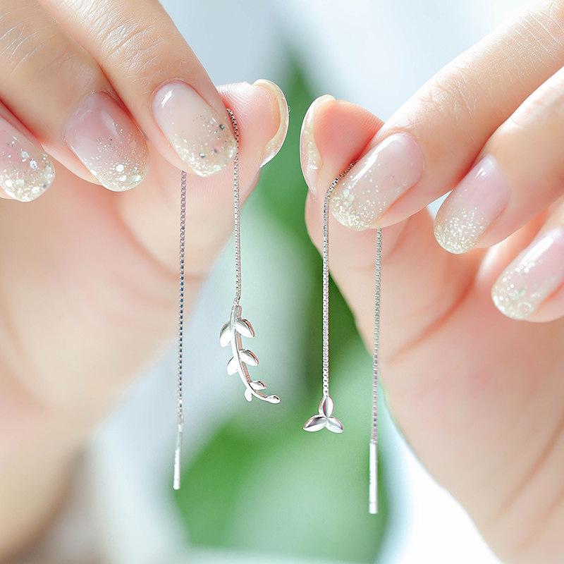 Creative Design Sense Asymmetrical Olive Leaf Earrings Female Mori Small Fresh Literary Leaf Earrings Ear Jewelry