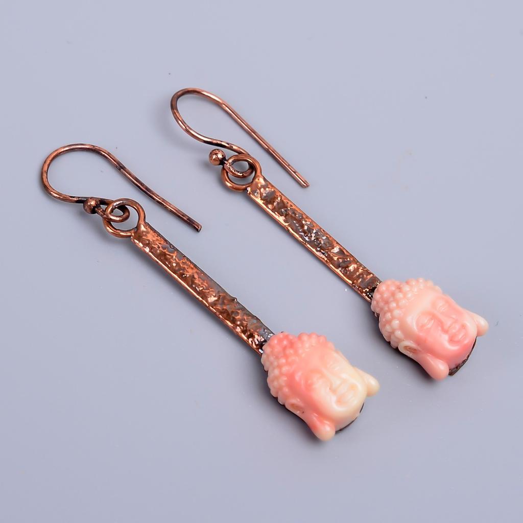 Opal Gemstone Hook New Electroformed Drop Sisters Gift Earrings Jewelry Copper V-70
