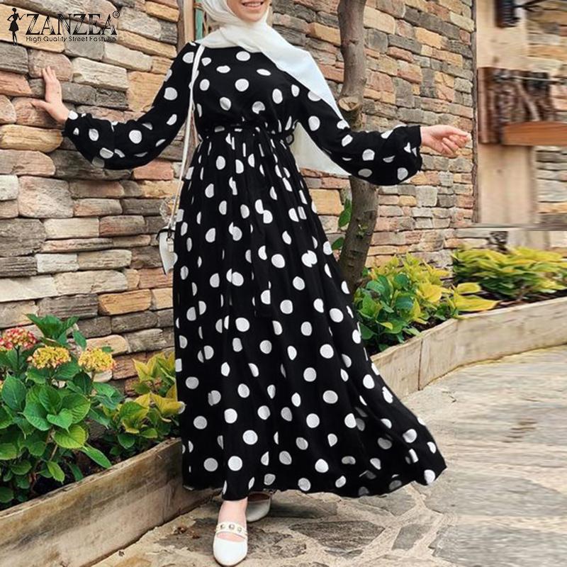 

ZANZEA Повседневное женское платье с длинным рукавом и круглым вырезом в горошек