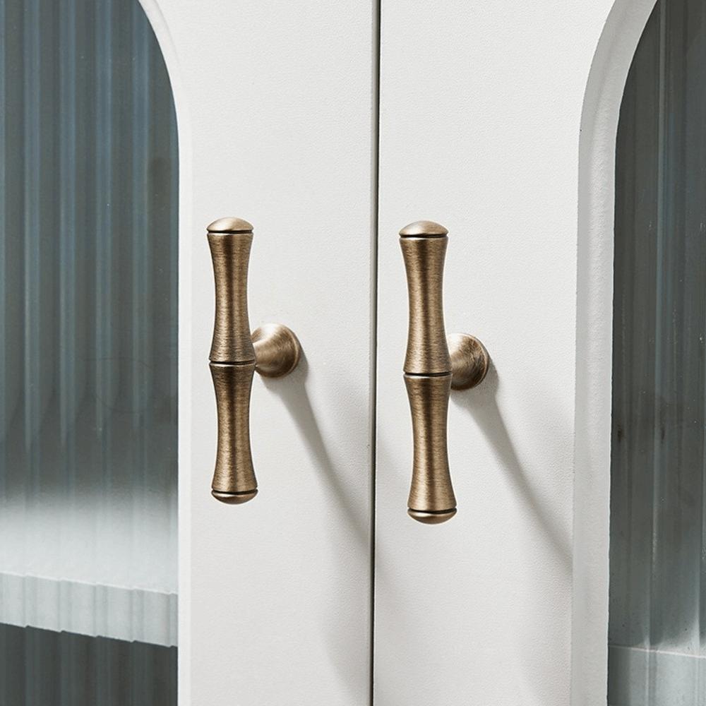 Bamboo Shape Drawer Pulls Solid Brass Wardrobe Handles Cabinet Door Handles Kitchen Accessories