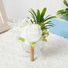 Pack of 6 White Artificial Rose Boutonniere Pin Elegant Bridals Brooch Wedding Groomsmen Accessories Suit Decoration